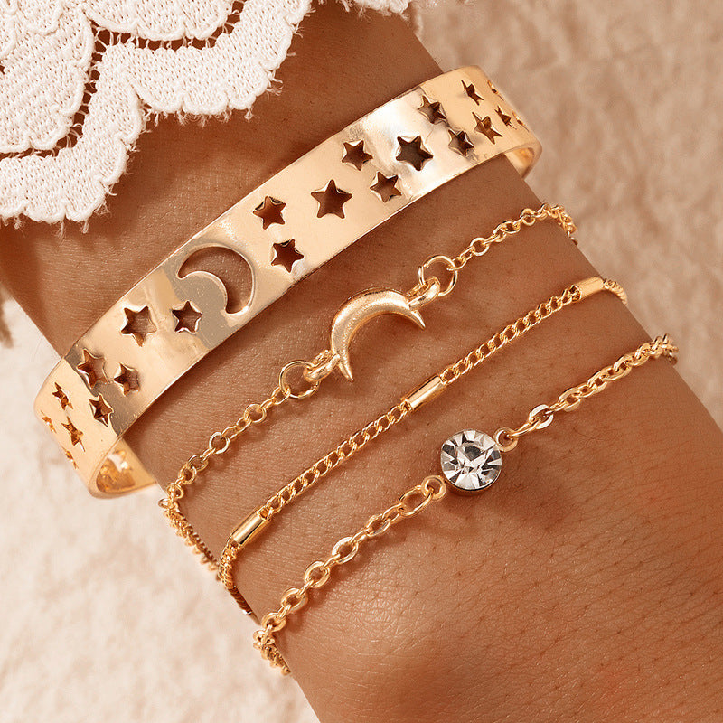 Set of 4 Boho Bracelets, Chain Bracelets For Women
