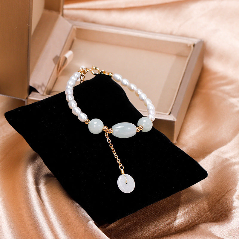 Pearl and Jade Gemstone Bracelet, Jade Jewelry