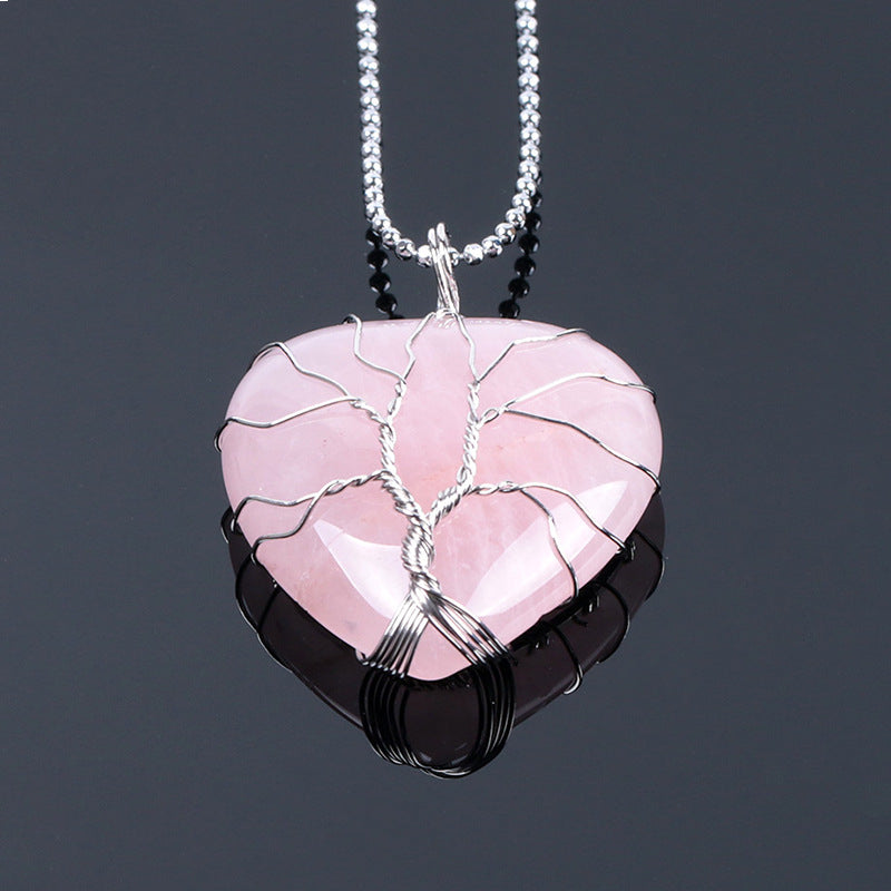 Natural Gemstone Heart Necklace