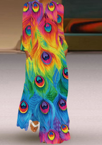Boho Maxi Dress, Bohemian Print Dress For Women