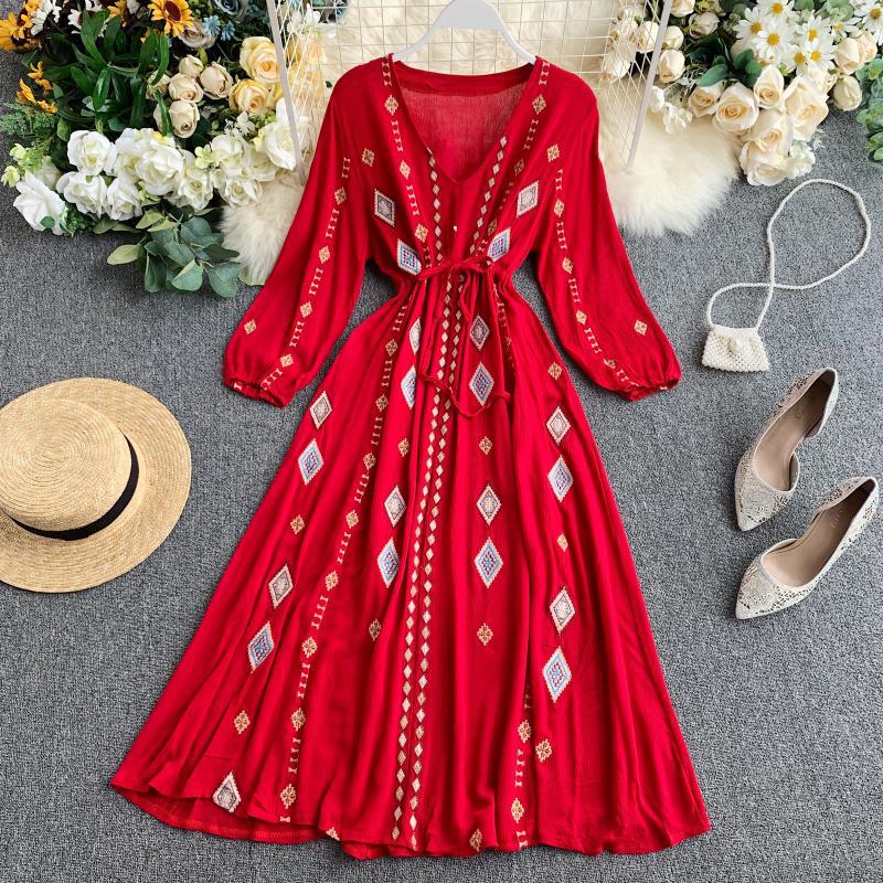 Embroidered Bohemian Retro Dress, Boho Summer Dress