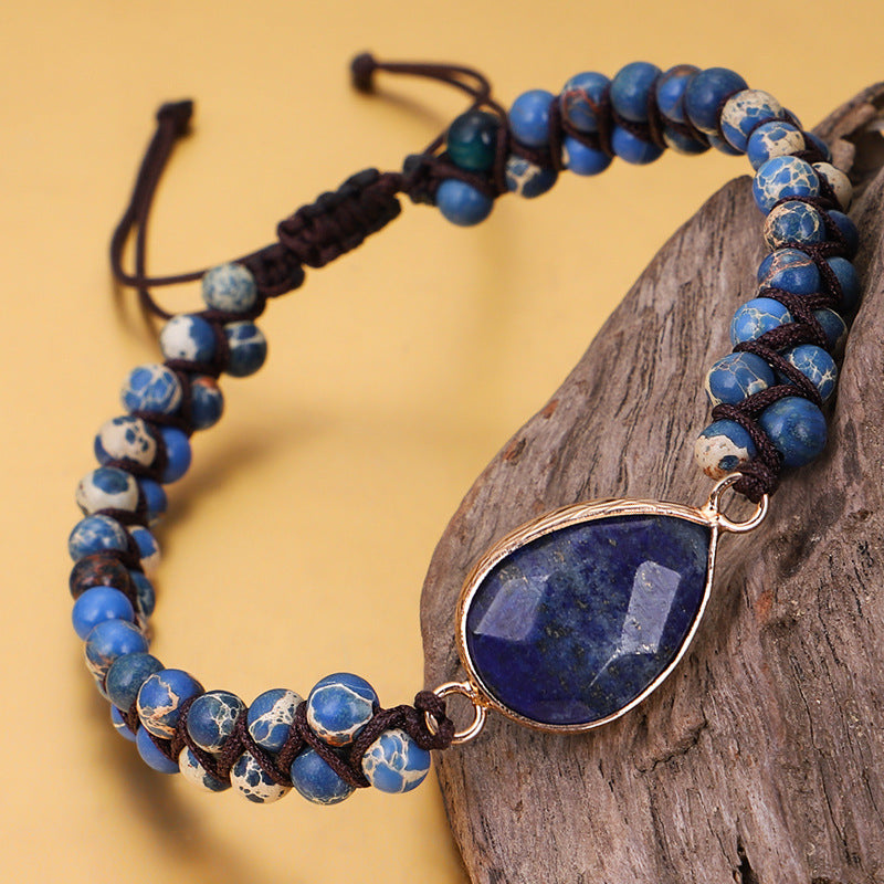 Lapis Lazuli Gemstone Bracelet, Crystal Beads Bracelet