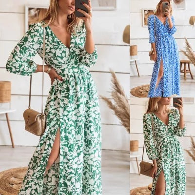 Summer Floral Maxi Dress For Women, Bohemian Dress