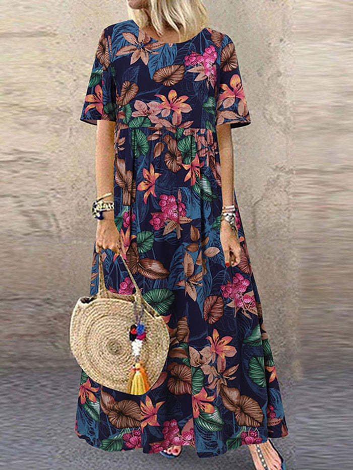 Boho Summer Floral Dress, Bohemian Maxi Dress For Women