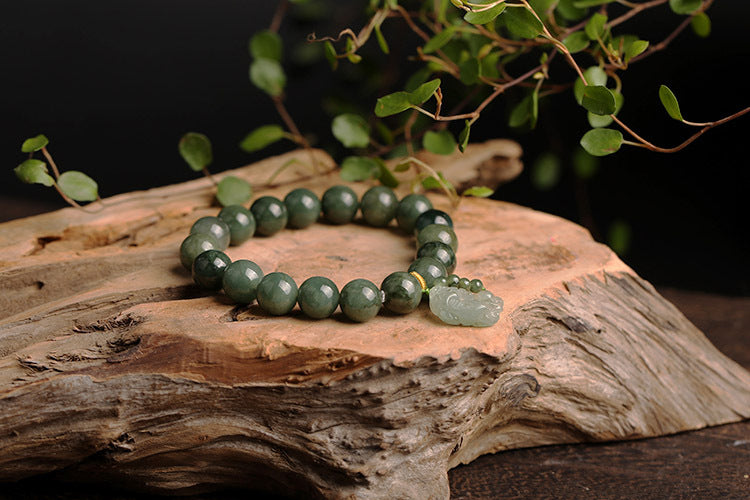  Jade Bracelet, Jade Jewelry, Buddha Gemstone Bracelet, Green Jade
