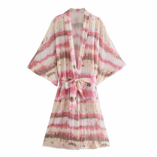‘Rainbow Bay’ Tie Dye Summer Bohemian Kimono, Boho Kimono For Women