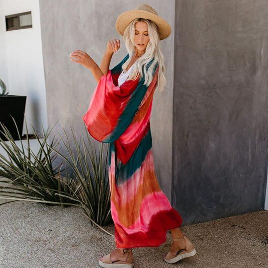 ‘Lisboa Colors’ Tie Dye Summer Boho Kimono, Bohemian Kimono For Women