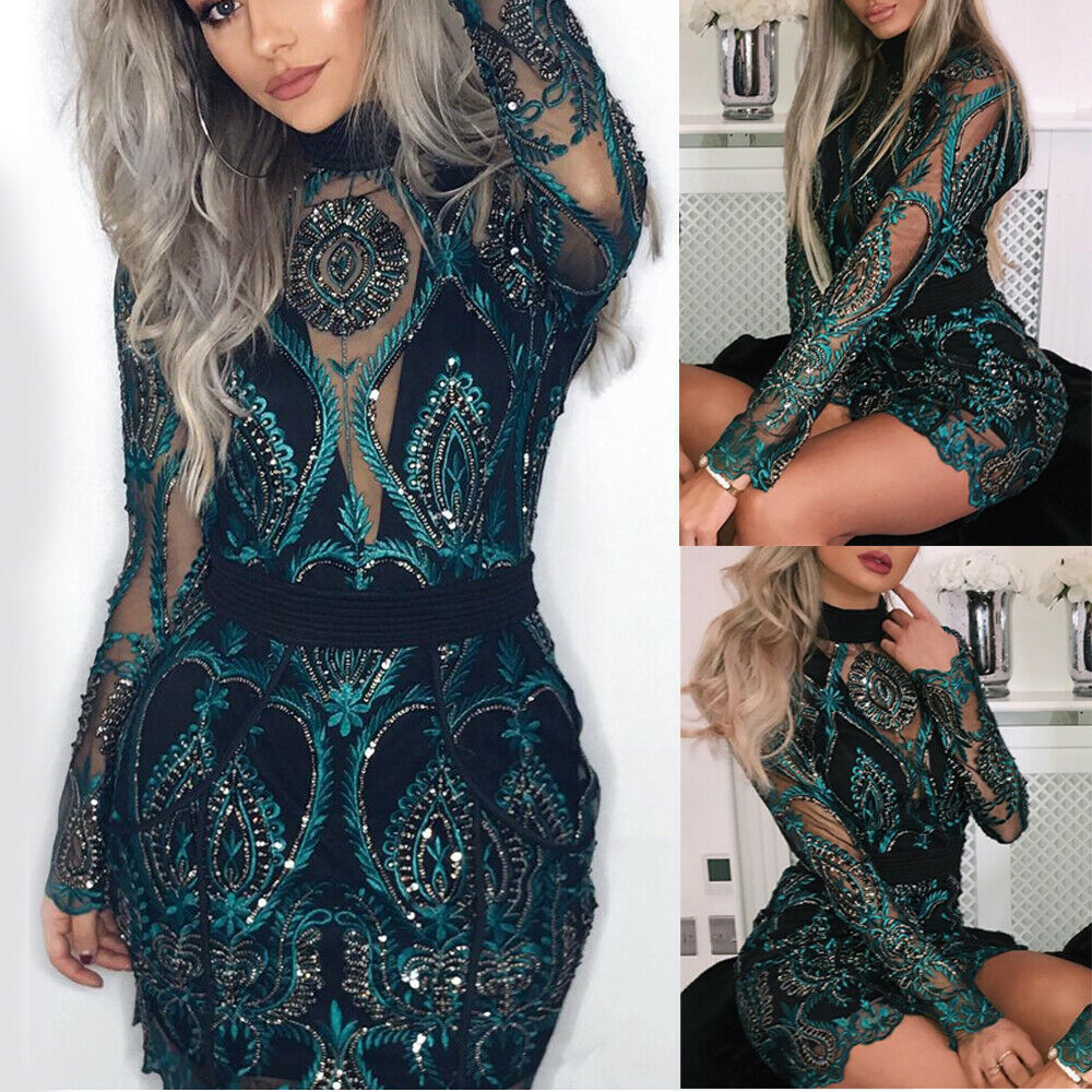Embroidered Sequin Cocktail Dress, Party Dress