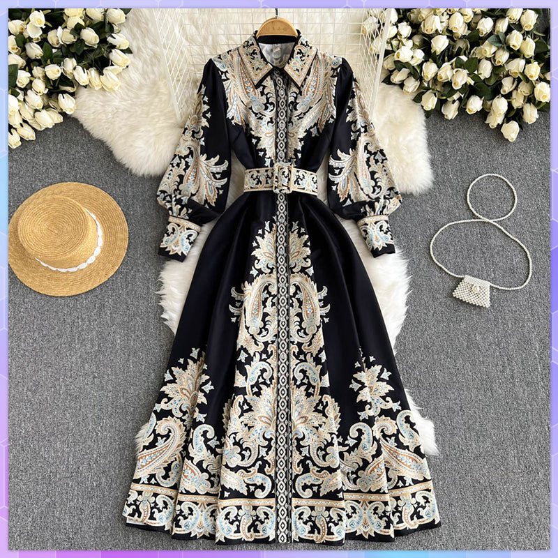 Bohemian Dress For Women, Vintage Print Dress