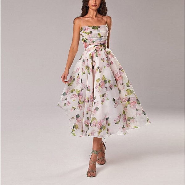 Midi Summer Floral Boho Dress, Bohemian Dress