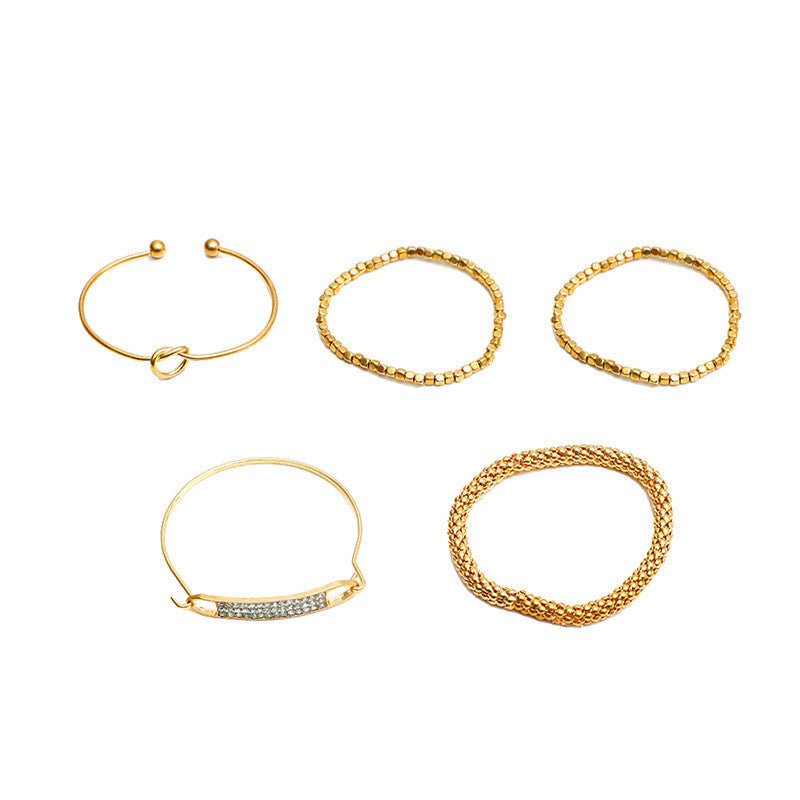 Set of 5 Bohemian Bracelets, Chain Bracelets For Women