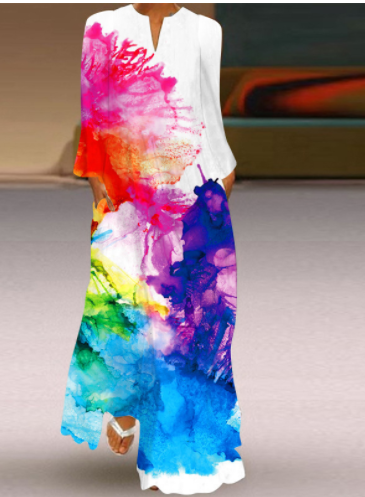 Boho Maxi Dress, Bohemian Print Dress For Women