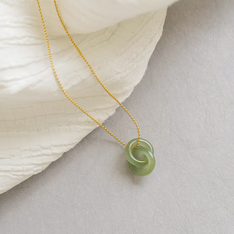 Interlocking Natural Hetian Jade Necklace