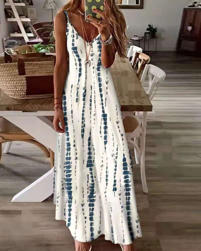 Tribal Summer Maxi Dress, Bohemian Tie Dye Dress