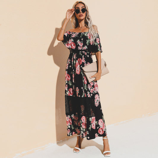 Bohemian Summer Maxi Dress, Boho Floral Dress