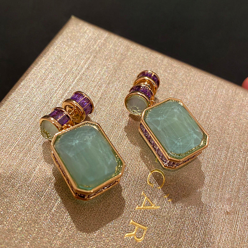 Raw Jade Gemstone Earrings, Jade Jewelry