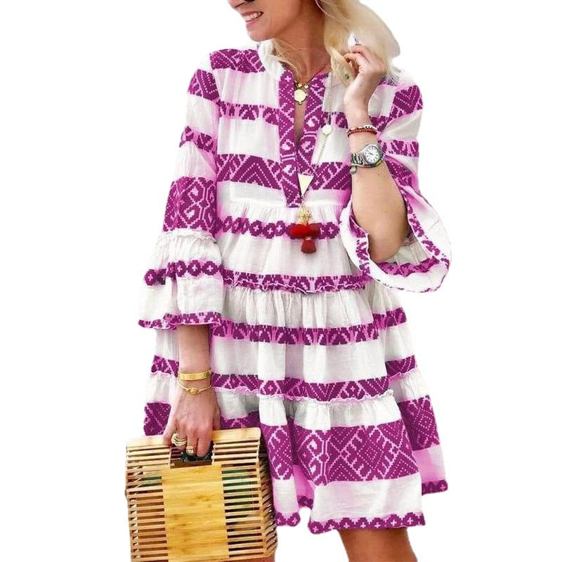 Hippie Summer Mini Dress, Bohemian Dress For Women