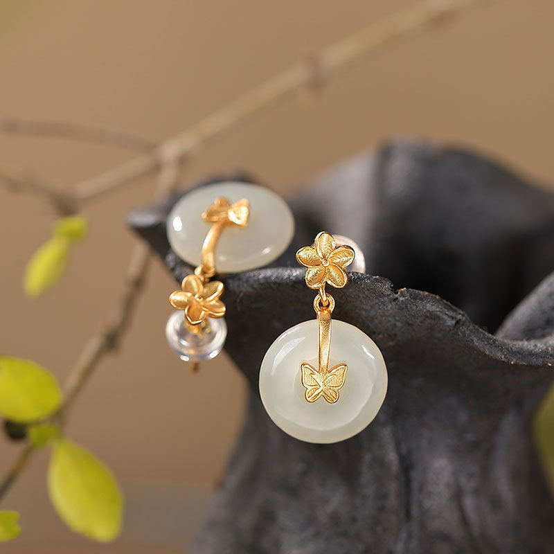 Hetian Jade Earrings, Jade Jewelry, Gemstone Earrings