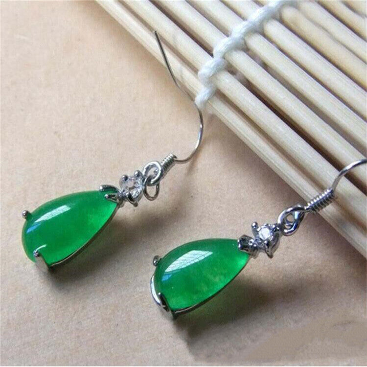 Burmese Natural Jade Water Drop Earrings, Jade Jewelry, Gemstone Earrings