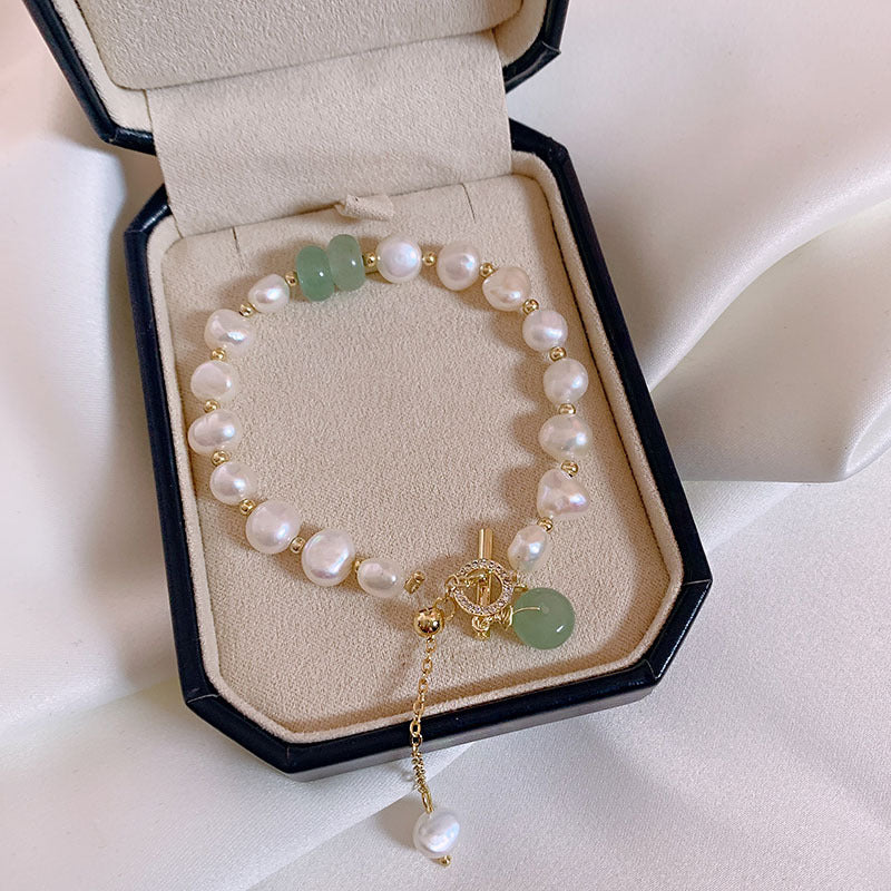 Jade and Pearl Bracelet, Jade Bracelet, Gemstone Crystal Bracelet