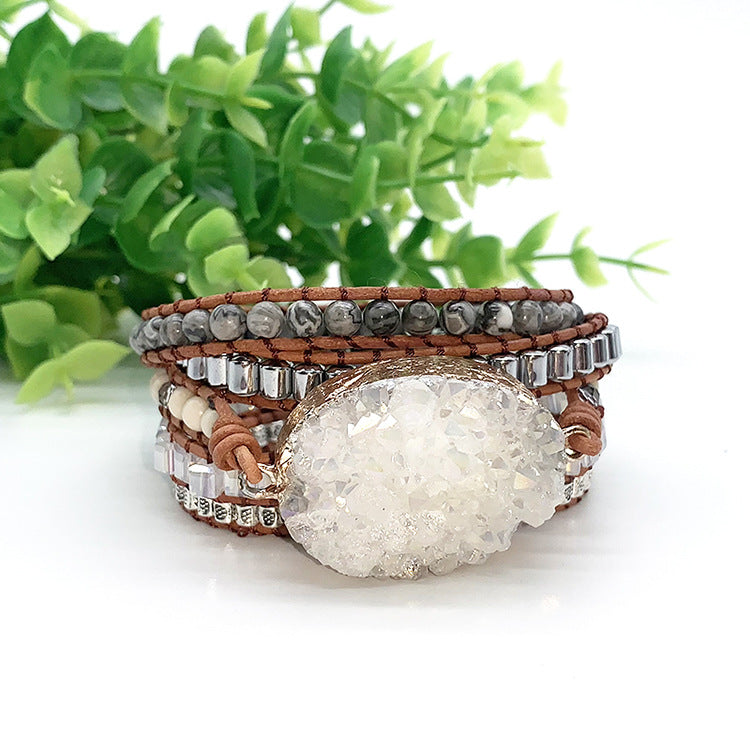 Natural Selenite Gemstone Bracelet, Crystal Beads Bracelet