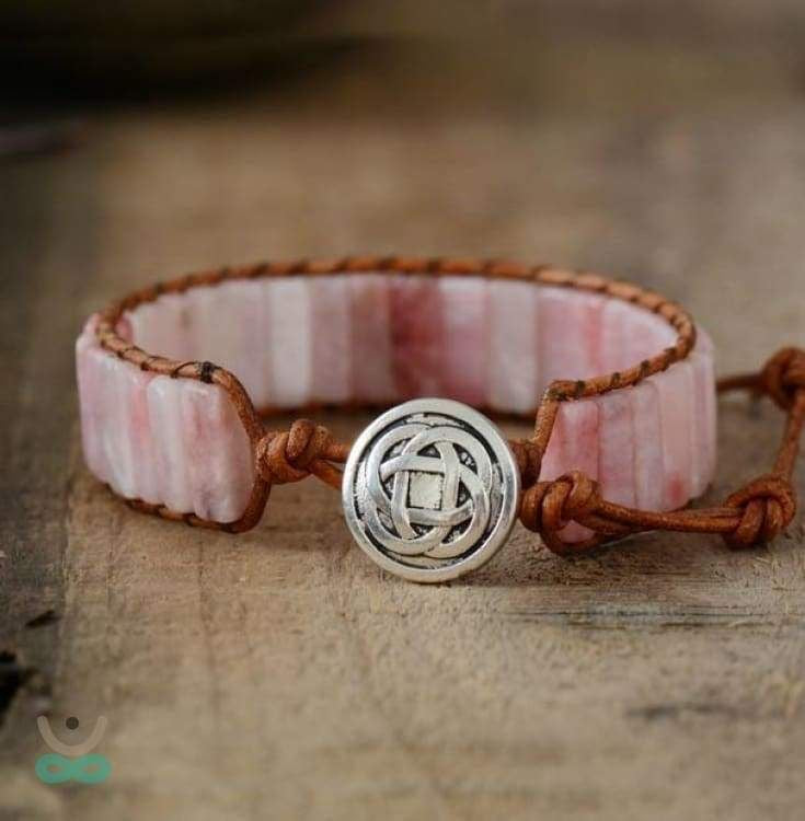 Raw Rose Quartz Gemstone Bracelet, Crystal Beads Bracelet