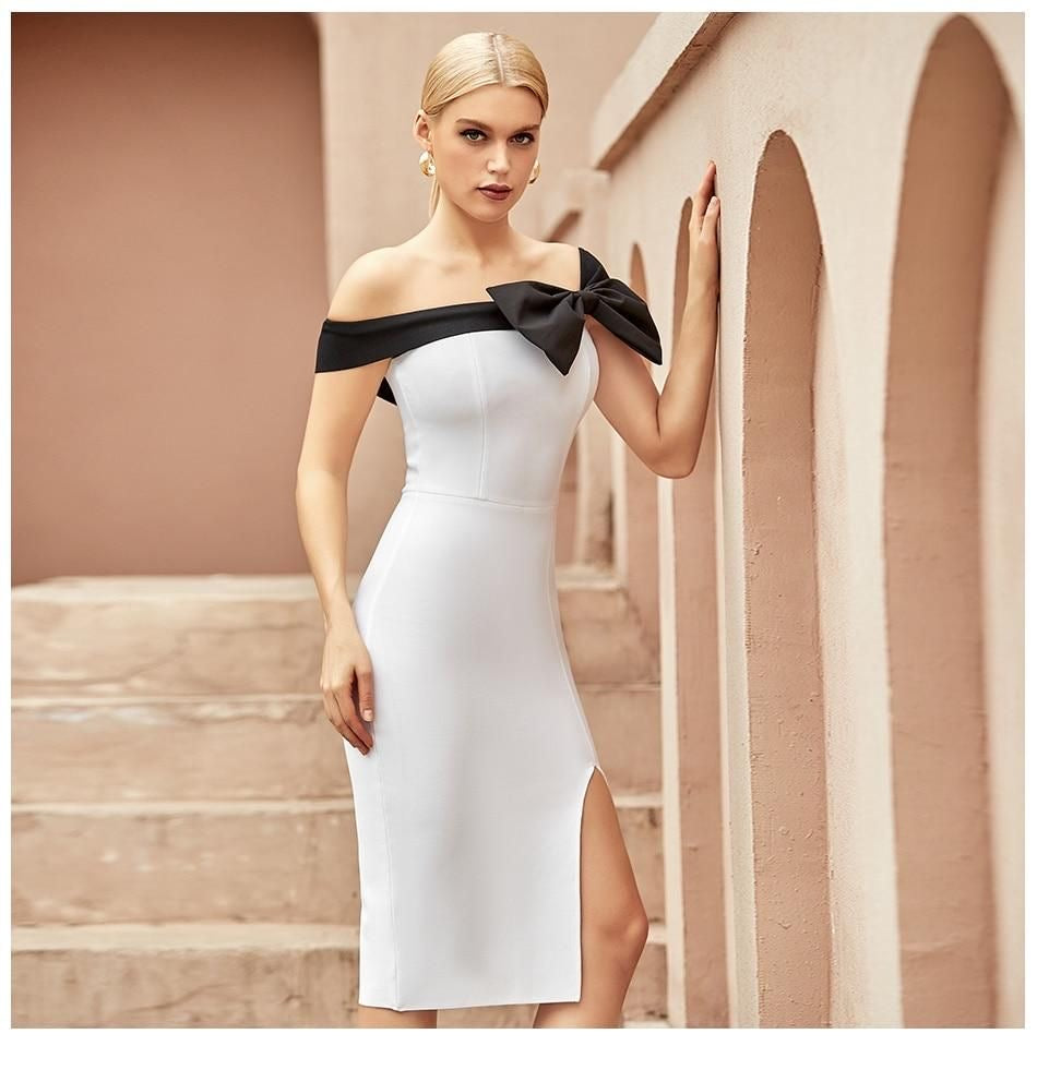 Black And White Bow Party Dress, Cocktail Dress