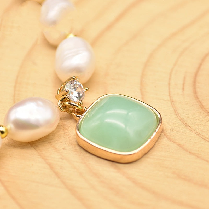 Jade Bracelet, Pearl Bracelet, Jade Jewelry, Gemstone Crystal Bracelet