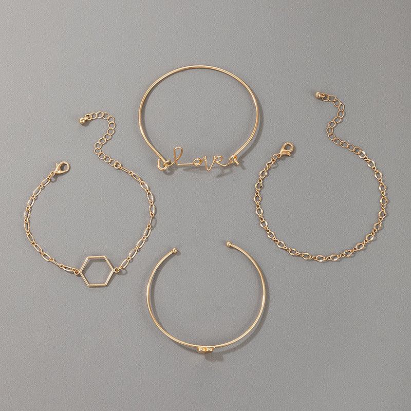 Set of 4 Boho Bracelets, Chain Bracelets For Women