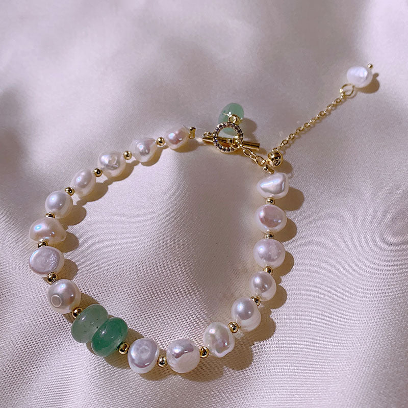 Jade and Pearl Bracelet, Jade Bracelet, Gemstone Crystal Bracelet